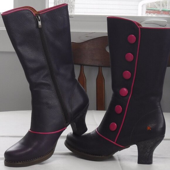Art Gaucho Ceraza Harlem heeled leather boot in plum crazy and Fushia size EU 40 - Picture 9 of 16